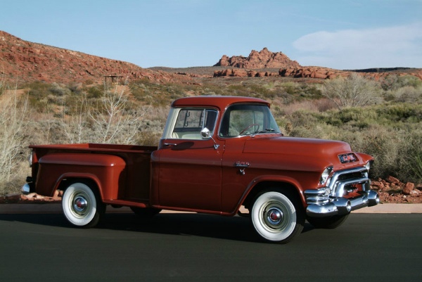 bright red pickup truck with chrome trim