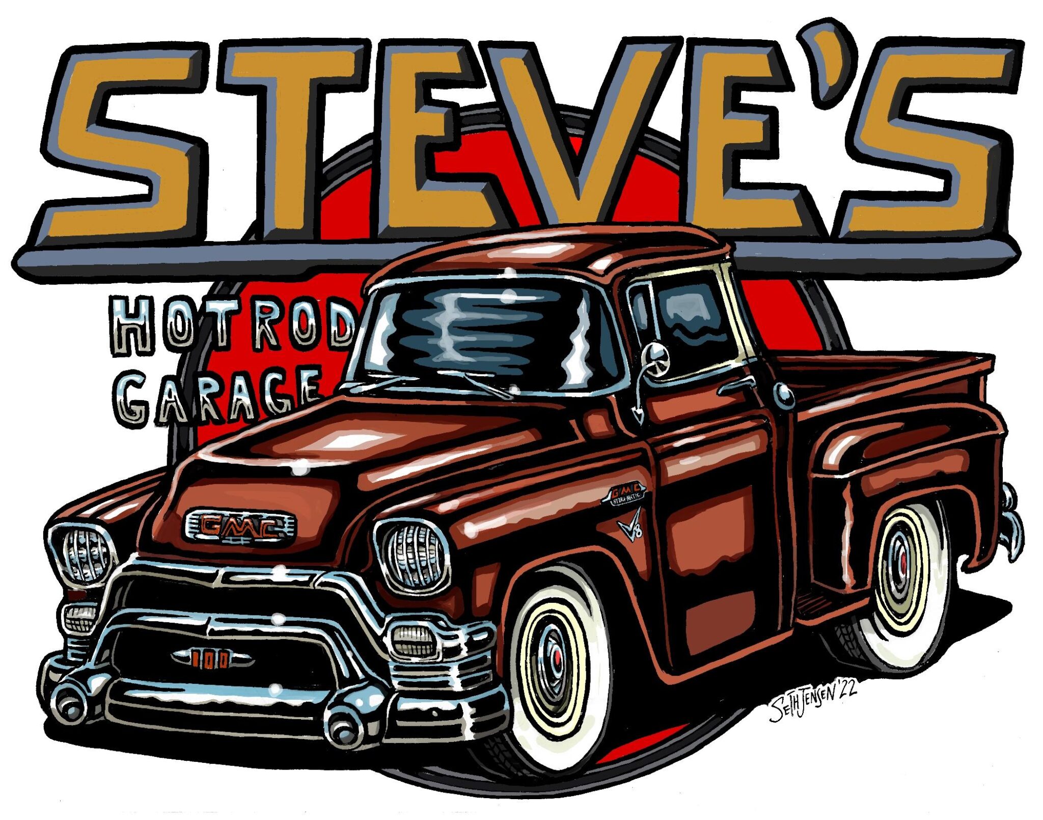 Steve’s truck chrome letters background